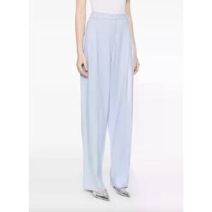 Marella Nupar Stretch Twill Wide Leg Double Pleat Trousers Pant Blue US 8 NWT